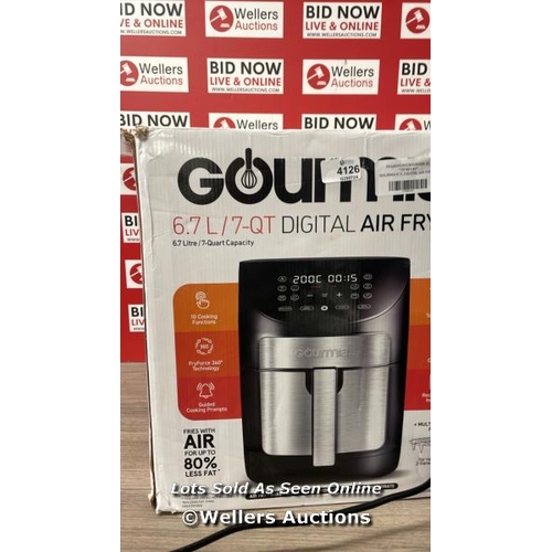 4126 - GOURMIA 6.7L DIGITIAL AIR FRYER / MINIMAL SIGNS OF USE/ POWERS UP / E59