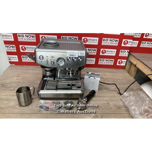 4128 - SAGE BARISTA EXPRESS BES875BSS PUMP COFFEE MACHINE / MINIMAL SIGNS OF USE/ POWERS UP / F29