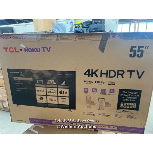 8569 - TCL 55  55RP630K ROKU LED 4K UHD TV / NEW BUT DAMAGED(SEE IMAGES FOR DAMAGE) / G10