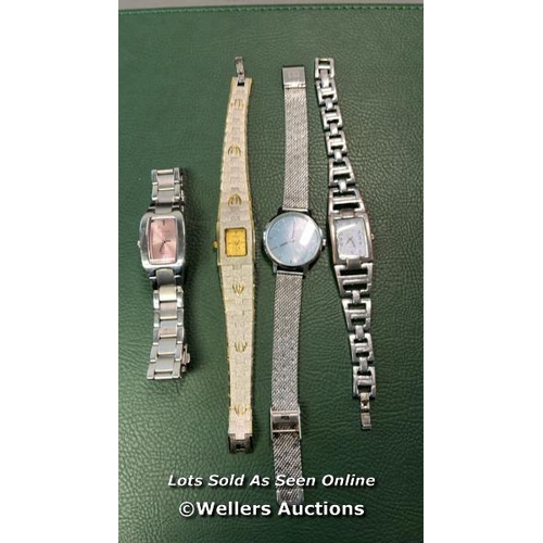 13 - X4 LADIES WATCHES, CASIO, EURO DAFFEINE, HILFIGER, INOTIME