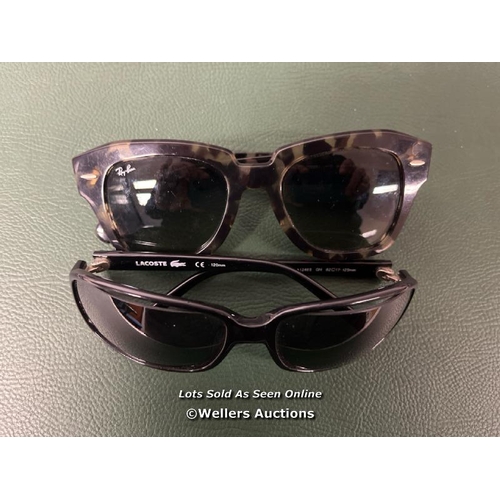 141 - 1X RAY BAN SUNGLASSES WITHOUT CASE 1X LACOSTE SUNGLASSES WITHOUT CASE