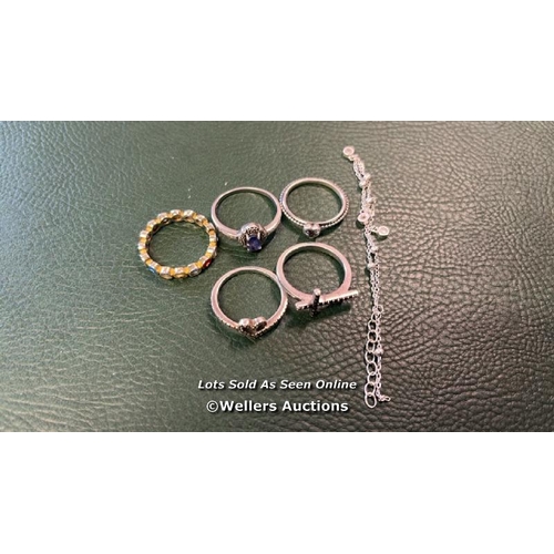 25 - 3X SILVER RING 1X SILVER BRACELET 1X GOLDPLATE RING