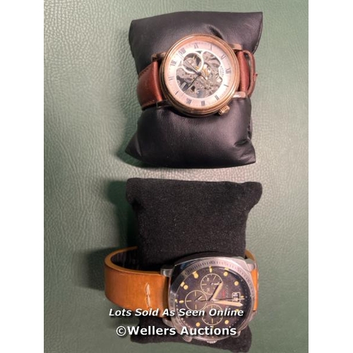 49 - 2X LEATHER BAND WATCHES (ROTARY, SPINNAKER)