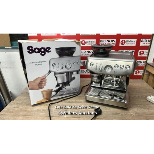 6122 - SAGE BARISTA EXPRESS IMPRESS SES876BSS4GUK1 ESPRESSO COFFEE MACHINE / POWERS UP / SIGNS OF USE / A11