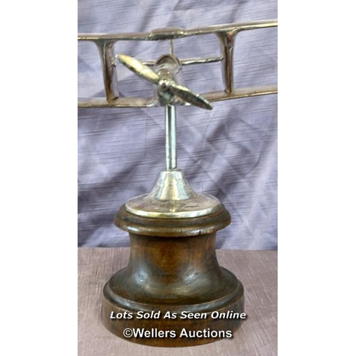 100 - Heavy chrome Bi-Plane model on trophy base, 20cm high  / All lots are located at The Barn, Hampstead... 