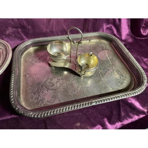 1 - Assorted silver plate including a toast rack, bottle holder, tray etc  / All lots are located at The... 