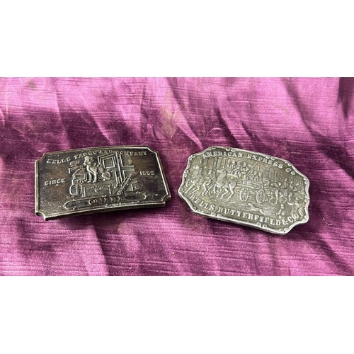 101 - Two belt buckles, American Express and Omaha  / All lots are located at The Barn, Hampstead Farm, Nr... 