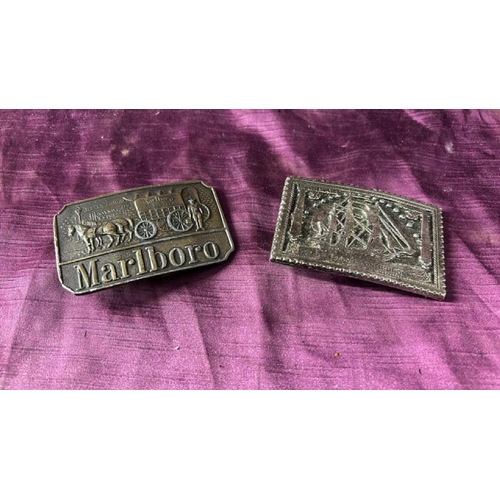 104 - Two belt buckles, Marlboro and U.S Frigate  / All lots are located at The Barn, Hampstead Farm, Nr H... 