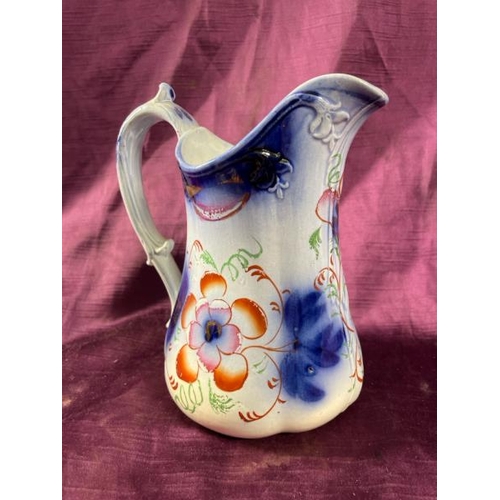 112 - Vintage ceramic hand painted jug, 17cm (h)  / All lots are located at The Barn, Hampstead Farm, Nr H... 