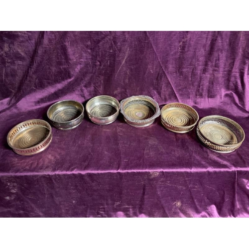 2 - Assorted silver plate wine coaster dishes  / All lots are located at The Barn, Hampstead Farm, Nr He... 