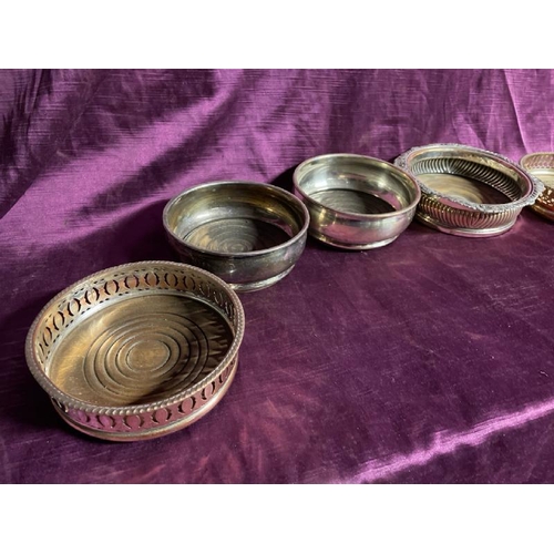 2 - Assorted silver plate wine coaster dishes  / All lots are located at The Barn, Hampstead Farm, Nr He... 