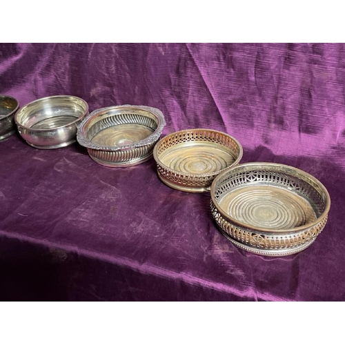 2 - Assorted silver plate wine coaster dishes  / All lots are located at The Barn, Hampstead Farm, Nr He... 