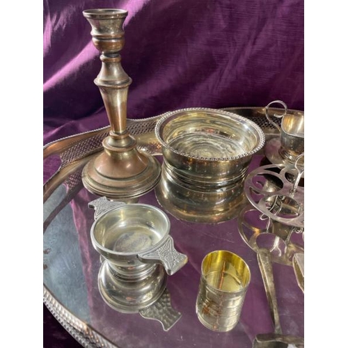 22 - Ten assorted silver plate pieces including a large tray, 61.5cm (w)  / All lots are located at The B... 