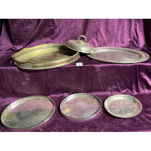 3 - Asoorted silver plate inc. silver plate on copper trays  / All lots are located at The Barn, Hampste... 