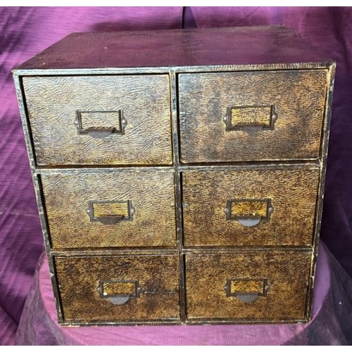 388 - Early 20th century six drawer document box, 38cm (h) x 37cm (w) x 32cm (d)  / All lots are located a... 