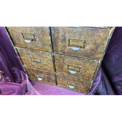 388 - Early 20th century six drawer document box, 38cm (h) x 37cm (w) x 32cm (d)  / All lots are located a... 