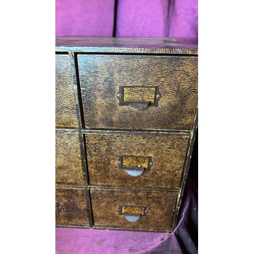 388 - Early 20th century six drawer document box, 38cm (h) x 37cm (w) x 32cm (d)  / All lots are located a... 