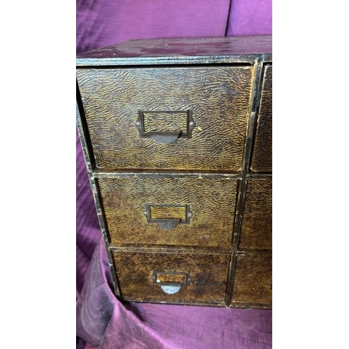 388 - Early 20th century six drawer document box, 38cm (h) x 37cm (w) x 32cm (d)  / All lots are located a... 