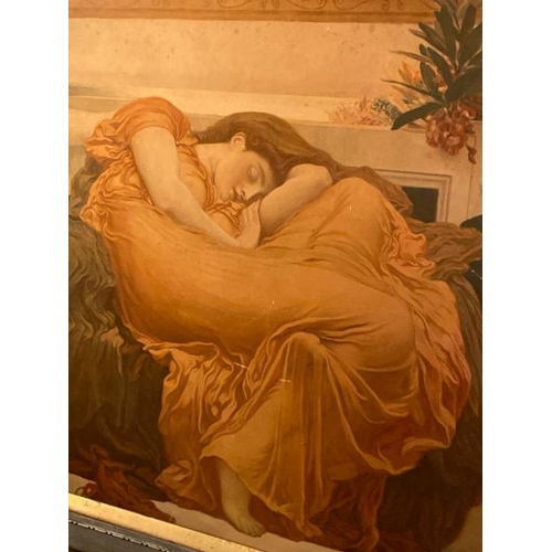 398 - Framed lithograph of a sleeping lady, 77cm (h) x 71cm (w)  / All lots are located at The Barn, Hamps... 