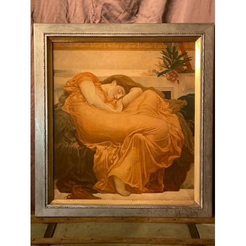 398 - Framed lithograph of a sleeping lady, 77cm (h) x 71cm (w)  / All lots are located at The Barn, Hamps... 