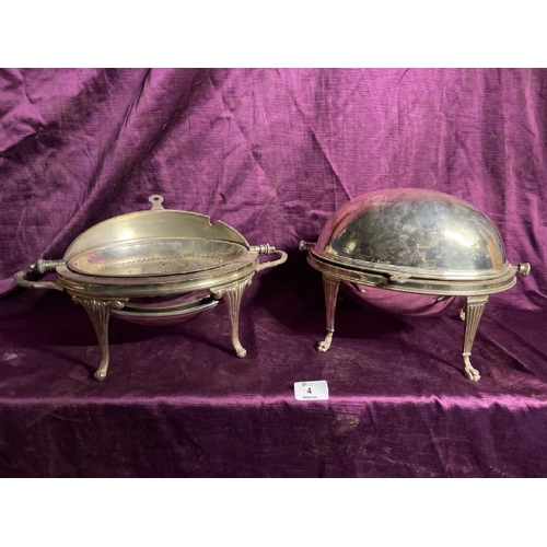 4 - Two silver plate chafing dishes  / All lots are located at The Barn, Hampstead Farm, Nr Henley on Th... 