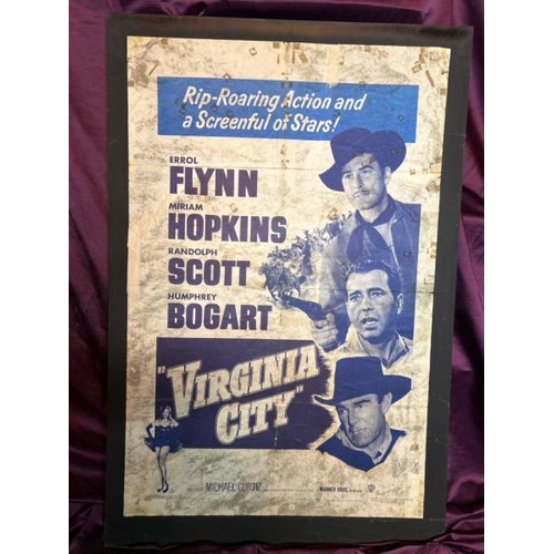 402 - c.1950's Virginia City film poster, featuring Errol Flynn and Humphrey Bogart, 116cm (h) x 77cm (w) ... 