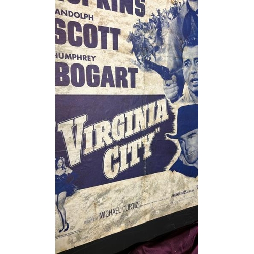 402 - c.1950's Virginia City film poster, featuring Errol Flynn and Humphrey Bogart, 116cm (h) x 77cm (w) ... 