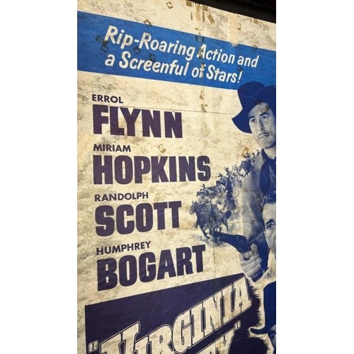 402 - c.1950's Virginia City film poster, featuring Errol Flynn and Humphrey Bogart, 116cm (h) x 77cm (w) ... 