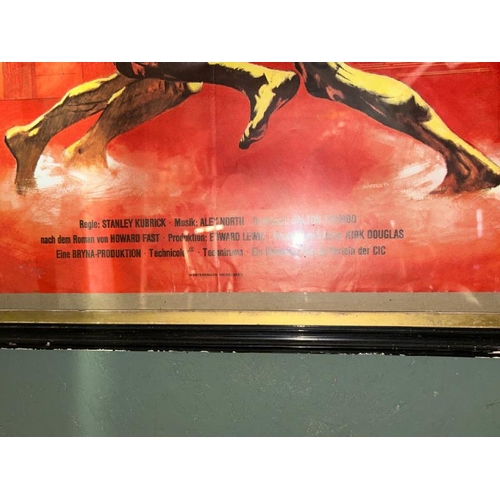 404 - Original framed and glazed Spartacus film poster, featuring Kirk Douglas, Laurence Oliver and Jean S... 