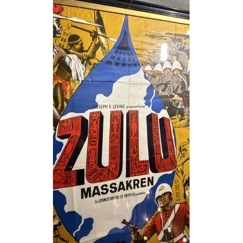 407 - A framed and glazed original film poster for 'Zulu', starring Michael Caine, 85cm (h) x 73cm (w)  / ... 