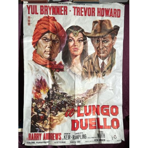 408 - A large and original 'Il Lungo Duello' film poster starring Yul Brynner and Trevor Howard, 137cm (h)... 