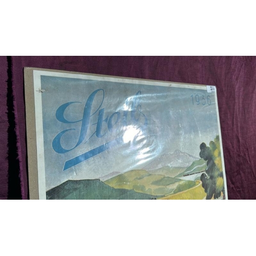 411 - A reproduction 'Steil's 1936' print, 69cm (h) x 49cm (w)  / All lots are located at The Barn, Hampst... 