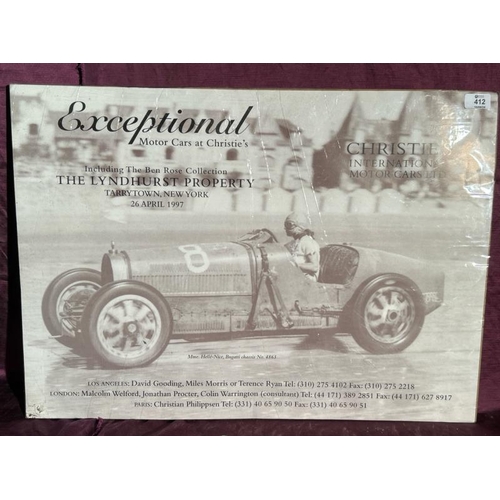 412 - A 1997 'Exceptional Motor Cars at Christie's' advertising poster, 50cm (h) x 70cm (w)  / All lots ar... 