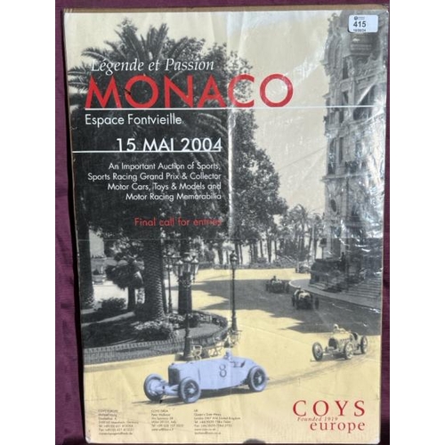 415 - An original 2004 'Legende et Passion Monaco' auction advertising poster,   / All lots are located at... 