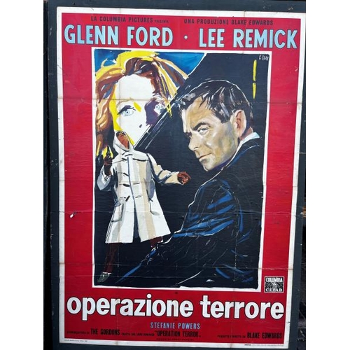 418 - An original 'Operazione Terrore' film poster on board, featuring Glen Ford and Lee Remick  / All lot... 