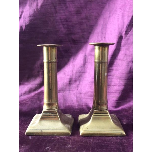 42 - Pair of metal candle sticks, 15cm (h)  / All lots are located at The Barn, Hampstead Farm, Nr Henley... 