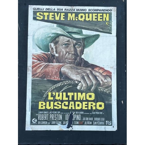 420 - An original 'L'ultimo Buscadero' film poster on board, featuring Steve McQueen  / All lots are locat... 