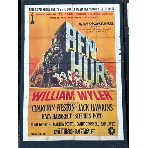 423 - An original 'Ben Hur' film poster on board, featuring Charlton Heston, Jack Hawkins  / All lots are ... 