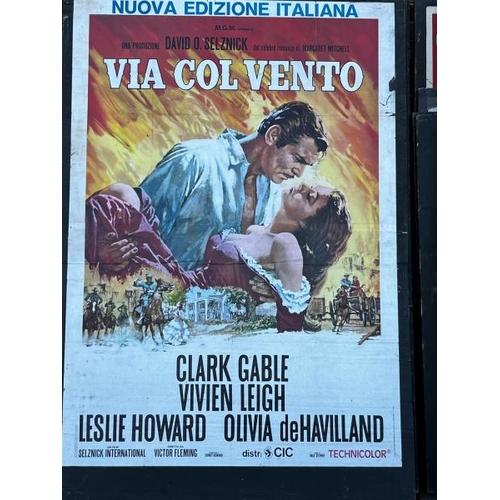 424 - An original 'Via Col Vento' film poster on board, featuring Clark Cable and Vivien Leigh  / All lots... 