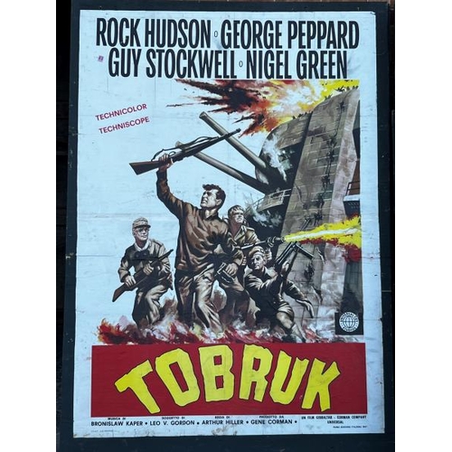 425 - An original 'Tobruk' film poster on board, featuring Rock Hudson, George Peppard, Guy Stockwell and ... 