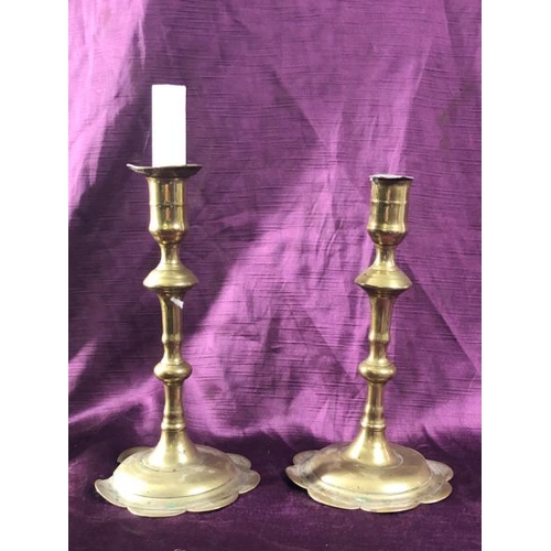 45 - Pair of brass candle sticks, 21cm (h)  / All lots are located at The Barn, Hampstead Farm, Nr Henley... 