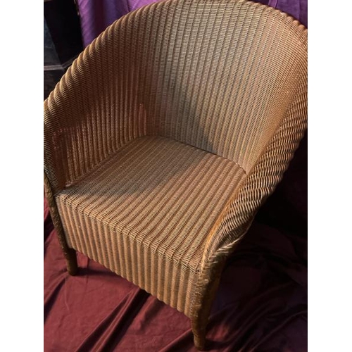 461 - Lloyd Loom style bucket chair, 70cm (h) x 50cm (w) x 50cm (d)  / All lots are located at The Barn, H... 