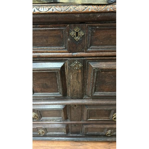 467 - A Jacobean style oak chest of four drawers  / All lots are located at The Barn, Hampstead Farm, Nr H... 