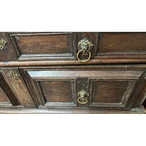 467 - A Jacobean style oak chest of four drawers  / All lots are located at The Barn, Hampstead Farm, Nr H... 