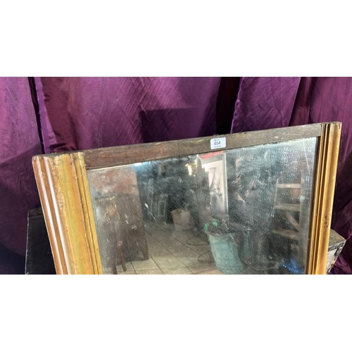 494 - A 20th century wall miror with pine frame and original glass, requires some restoration, 100cm (h) x... 