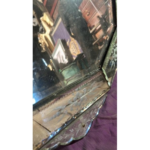 496 - A 19th century venetian mirror, in need of restoration, 101cm (h) x 58cm (w)  / All lots are located... 