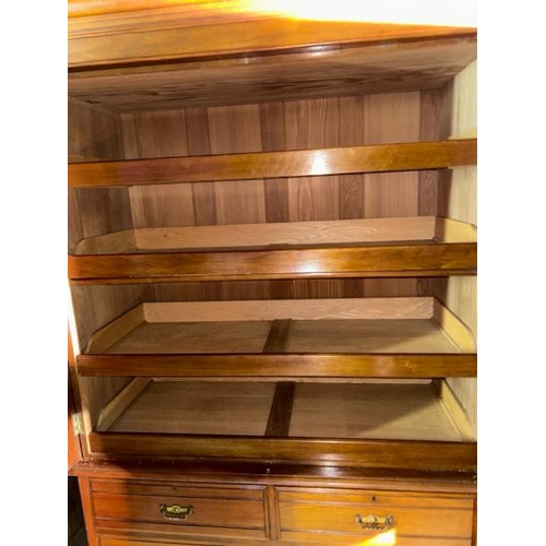 500 - A c.1900 century fine quality walnut linen press with four original slides, locks and brass fixtures... 