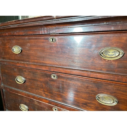 508 - A 19th century mahogany tallboy with six graduated drawers and original brass fixtures, some restora... 