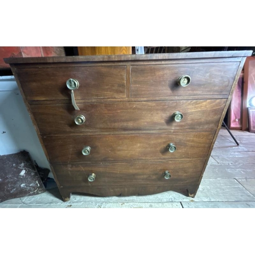 510 - A 19th century oak chest of five drawers with original handles, 105cm (h) x 113cm (l) x 56cm (d)  / ... 