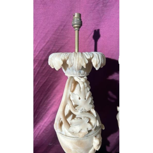 520 - A pair of alabaster Roman style urns converted to electric for the purpose of a lamp,   / All lots a... 